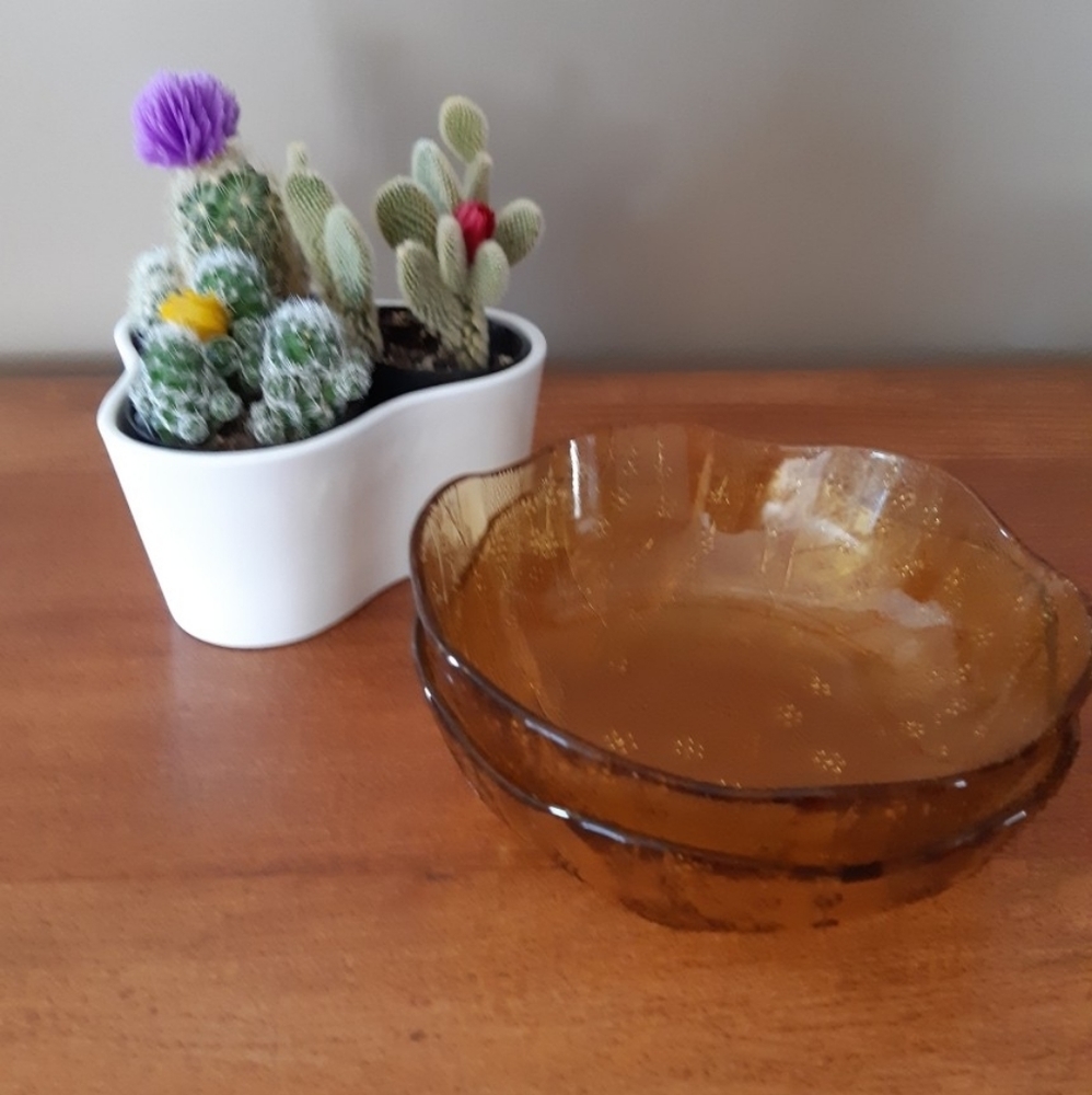 Vintage 2 Bowl set | amber glass